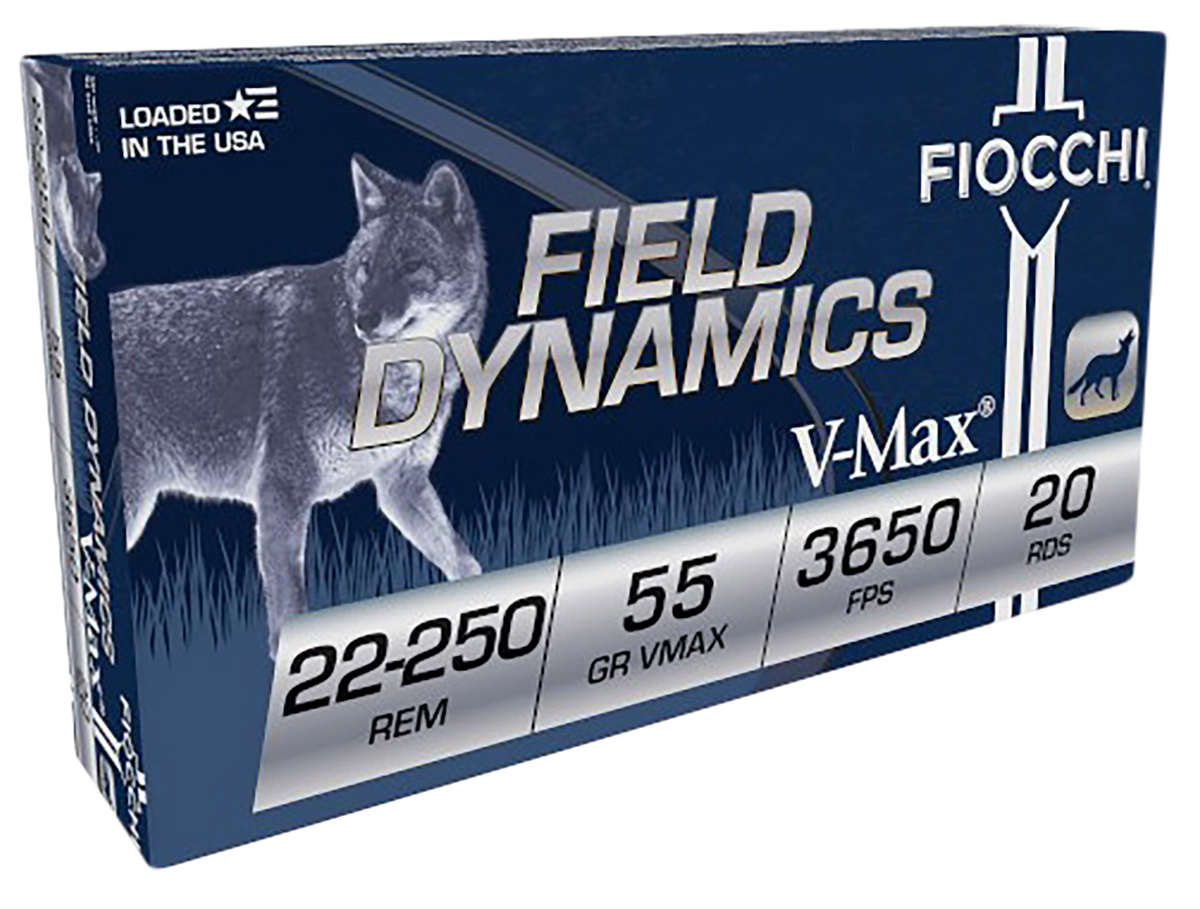 Fiocchi Field Dynamics 22-250 Rem 55gr Hornady V-Max - Box or Case