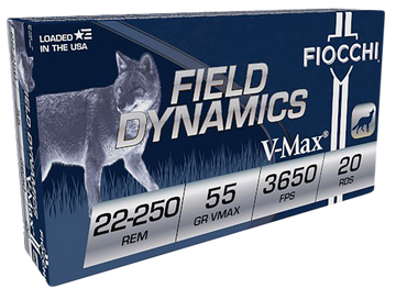 Fiocchi Field Dynamics 22-250 Rem 55gr Hornady V-Max - Box or Case