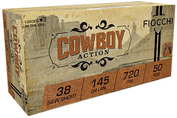 Fiocchi Cowboy Action 38 S&W Short 145gr Lead Round Nose - Box or Case
