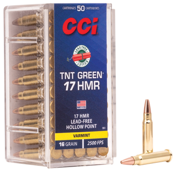 CCI 951 TNT Green 17 HMR 16gr Speer TNT Green Hollow Point 50 Bx/40 Cs - Box or Case