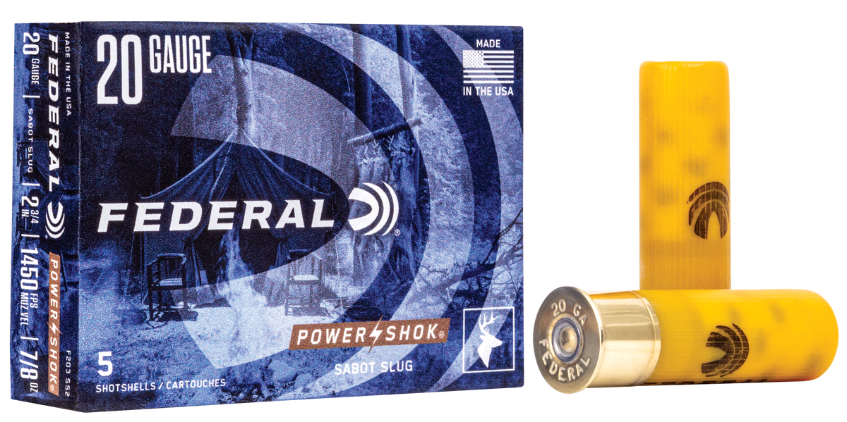 Federal Power-Shok 20 Gauge 2.75" 7/8 oz Sabot Slug 5 Rd - Box or Case