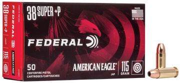 Federal American Eagle 38 Super +P 115gr JHP 50rd - Box or Case