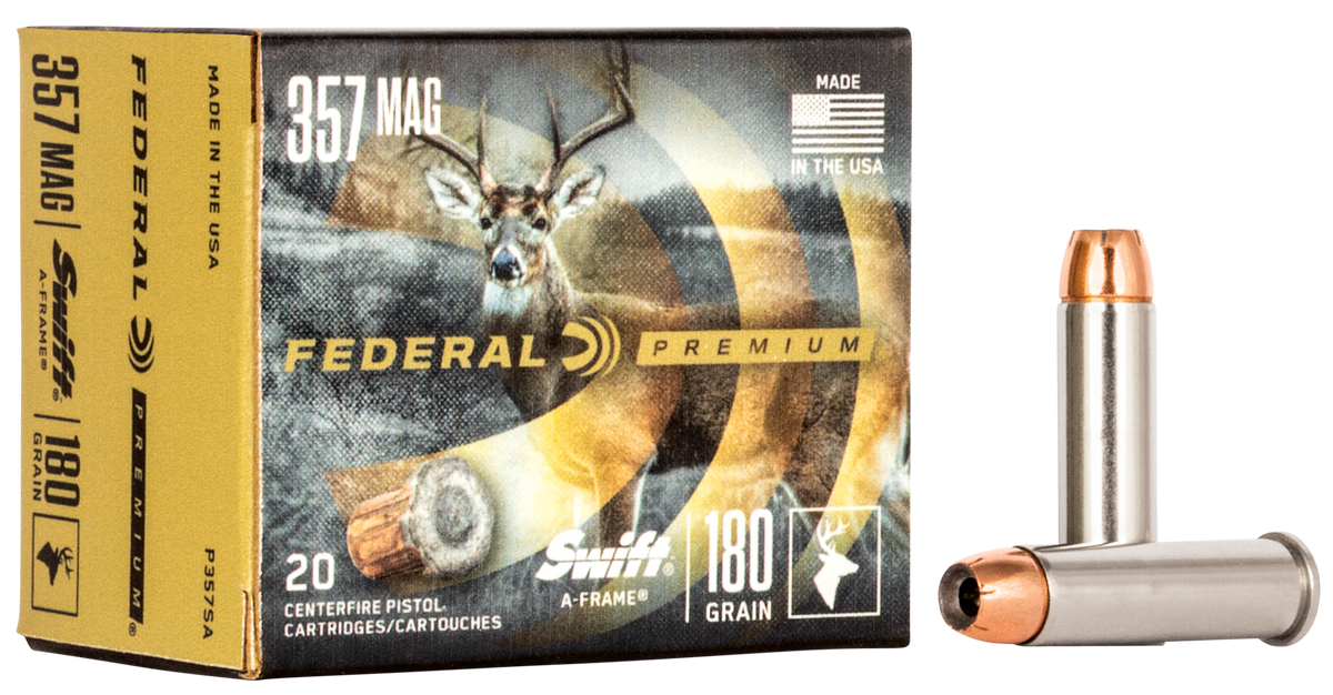Federal Premium 357 Mag 180gr Swift A-Frame 20rd - Box or Case