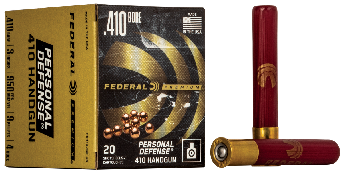 Federal Premium Personal Defense 410 Gauge 3" 9 Pellets #4 Buck 20 Rd - Box or Case