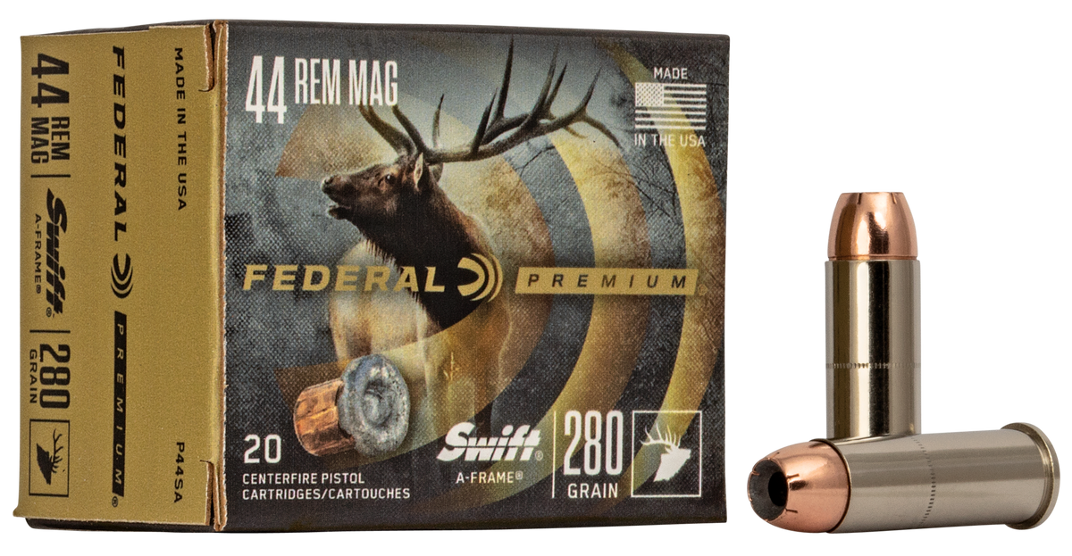 Federal Premium 44 Rem Mag 280gr Swift A-Frame 20rd - Box or Case