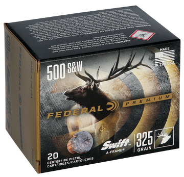 Federal Premium 500 S&W Mag 325gr Swift A-Frame 20rd - Box or Case