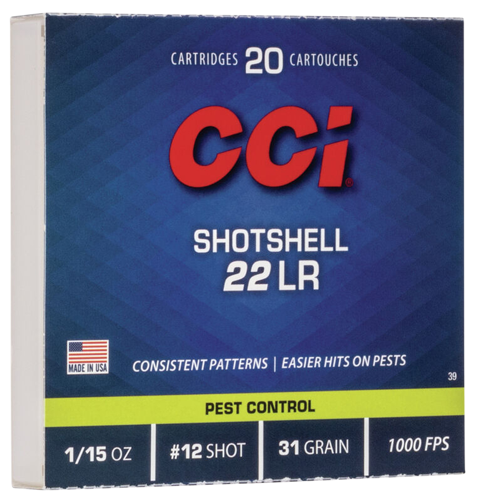 CCI 0039 Rimfire Shotshell 22 LR 31gr #12 Shot - Box or Case