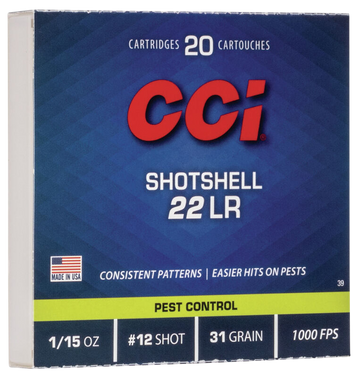 CCI 0039 Rimfire Shotshell 22 LR 31gr #12 Shot - Box or Case