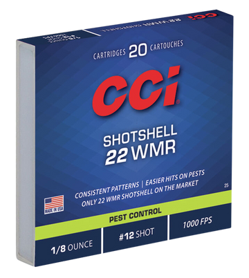 CCI 0025 Pest Control 22 WMR 52gr #12 Shot 20 Bx/100 Cs - Box or Case