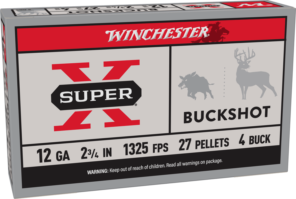 Winchester Ammo Super X 12 Gauge 2.75" 27 Pellets 4 Buck Shot 5 Rd - Box or Case