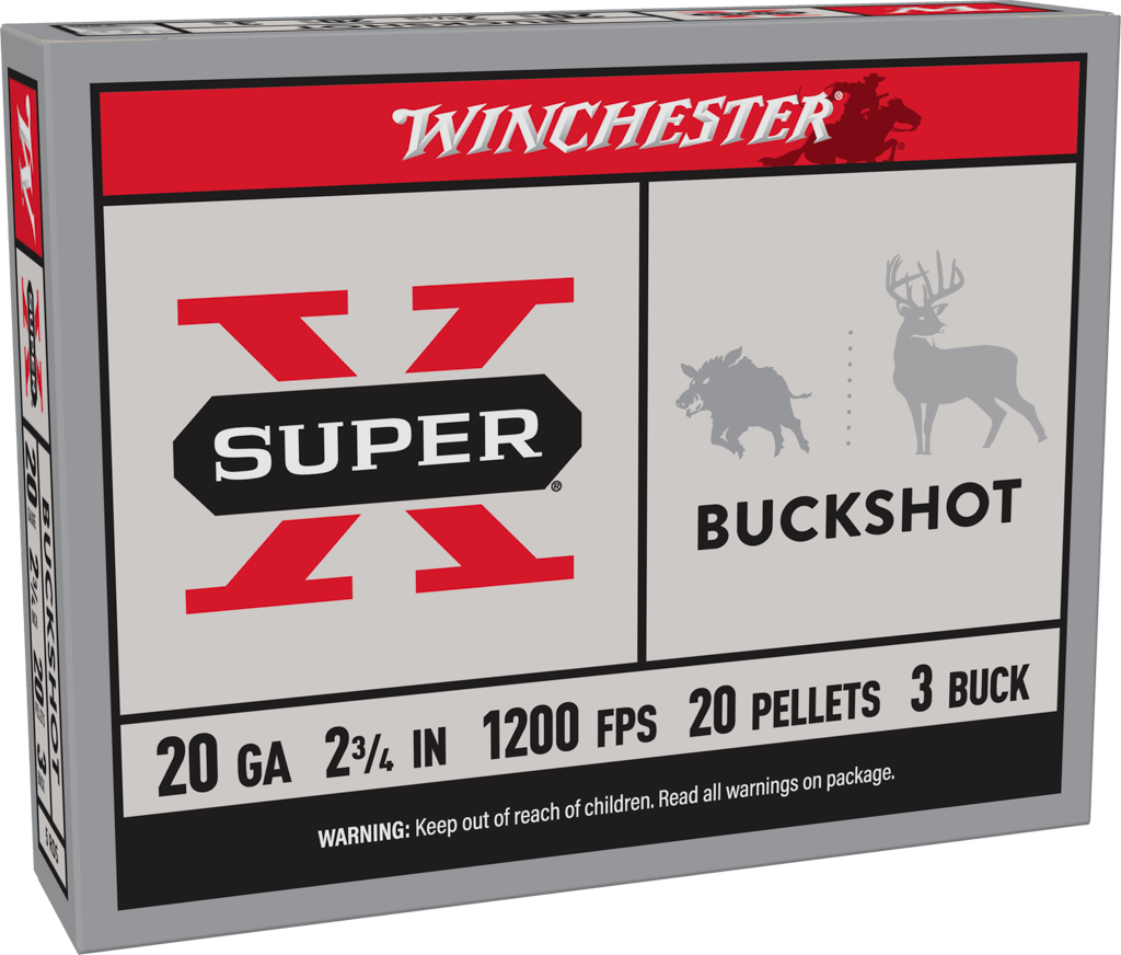 Winchester Super-X 20 Gauge 2.75" 3 Buck 20 Pellets Buckshot - Box or Case
