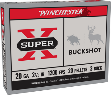 Winchester Super-X 20 Gauge 2.75" 3 Buck 20 Pellets Buckshot - Box or Case