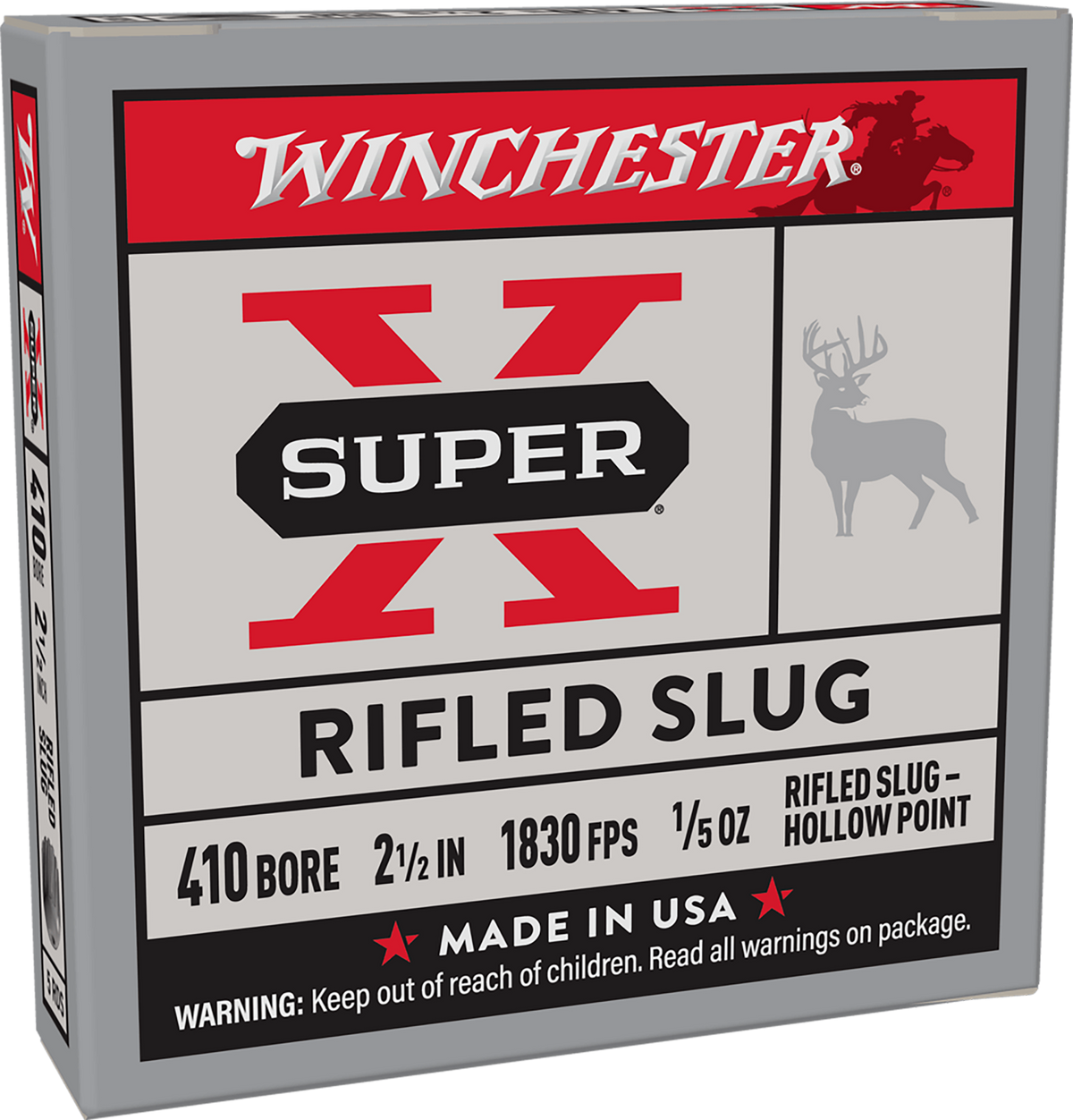 Winchester Ammo Super X 410 Gauge 2.5" 1/5 oz Rifled Slug HP 5 Rd - Box or Case
