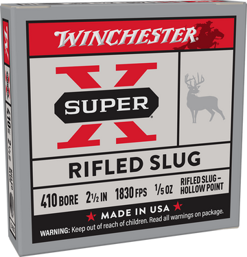 Winchester Ammo Super X 410 Gauge 2.5" 1/5 oz Rifled Slug HP 5 Rd - Box or Case