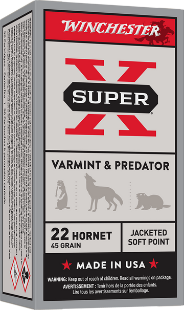 Winchester Super-X 22 Hornet 45gr Jacketed Soft Point 50 Rd - Box or Case