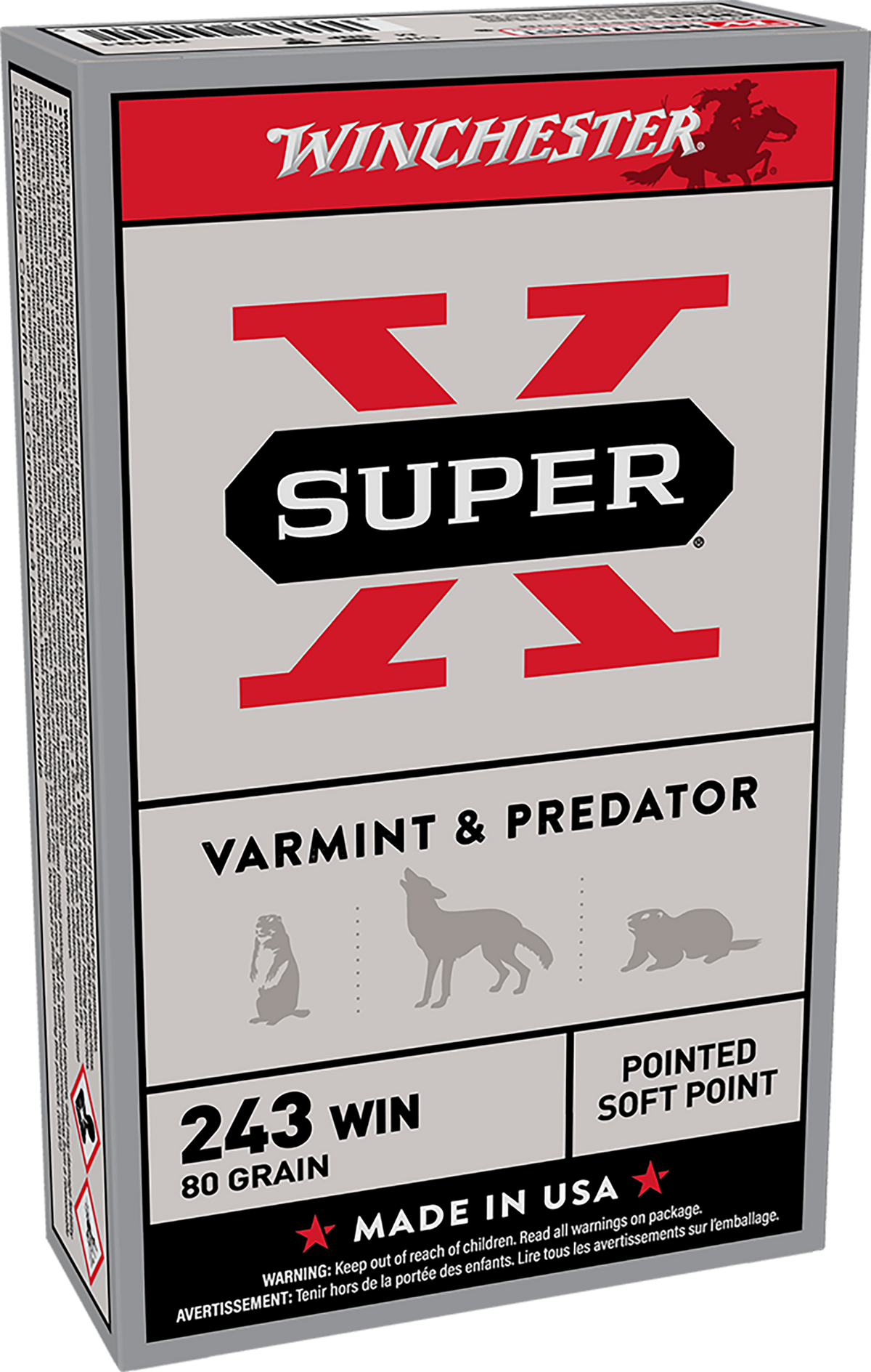 Winchester Ammo Super-X 243 Win 80 gr Jacketed Soft Point 20 Rd - Box or Case