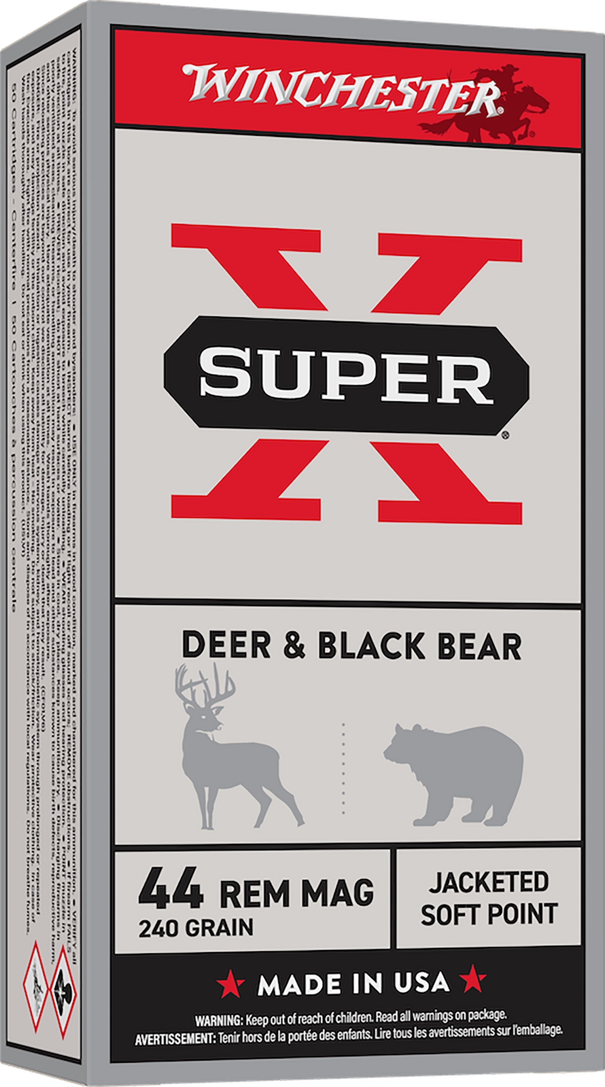 Winchester Ammo USA 44 Rem Mag 240gr Jacketed Soft Point 50 Rd - Box or Case