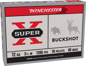 Winchester Ammo Super X 12 Gauge 3.5" 00 Buck 18 Pellets 5 Rd - Box or Case