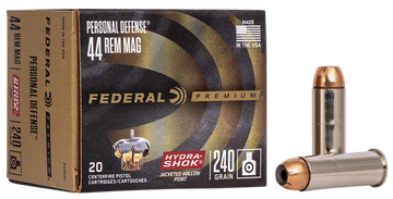 Federal Premium Personal Defense 44 Rem Mag 240gr Hydra-Shok JHP 20rd - Box or Case