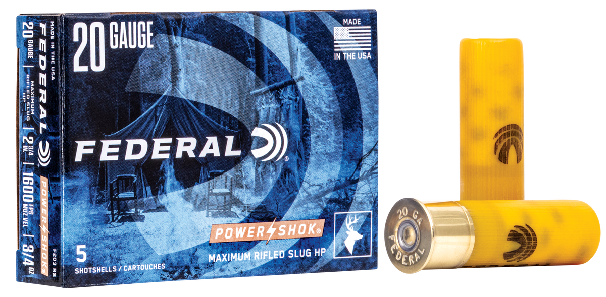 Federal Power-Shok 20 Gauge 2.75" 3/4 oz Rifled Slug - Box or Case