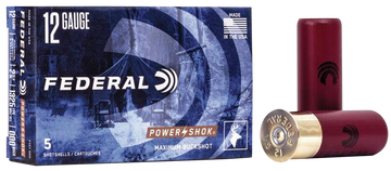 Federal Power-Shok Magnum 12 Gauge 2.75" 8 Pellets 000 Buck Shot - Box or Case