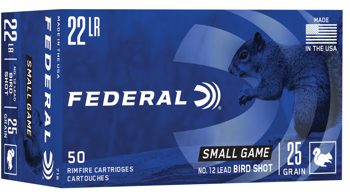 Federal 716 Small Game & Target 22 LR 25gr #12 Lead Bird Shot 50rd - Box or Case
