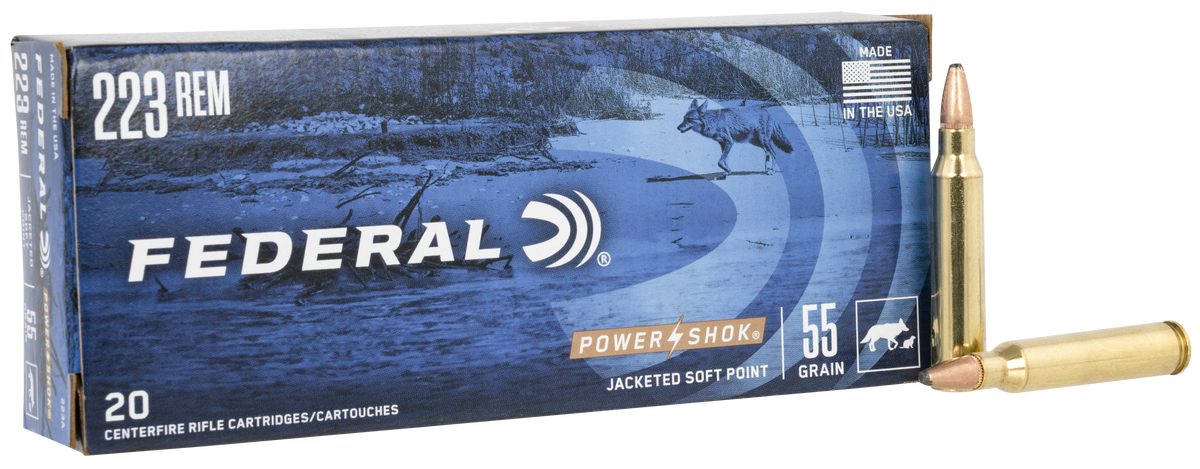 Federal Power-Shok 223 Rem 55gr JSP 20rd - Box or Case