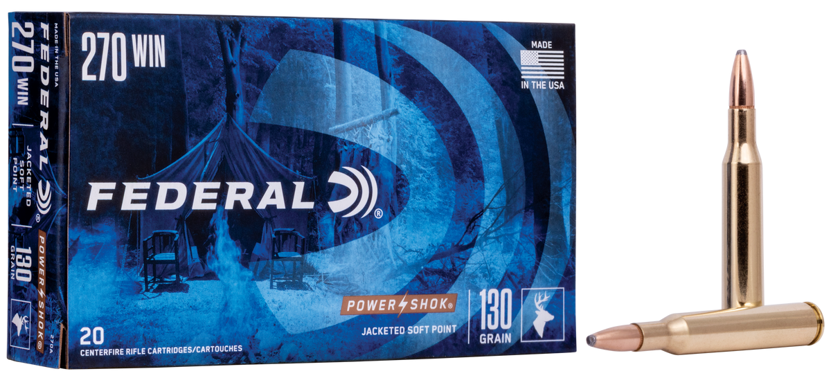 Federal Power-Shok 270 Win 130gr Jacketed Soft Point 20rd - Box or Case