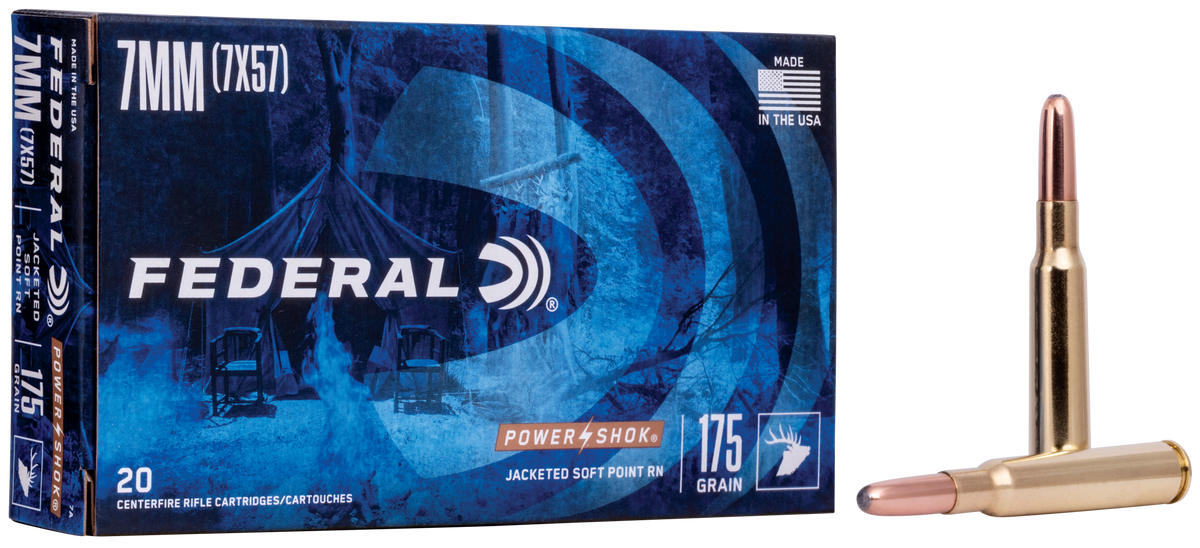 Federal Power-Shok 7mm Mauser 175gr Jacketed Soft Point 20rd - Box or Case