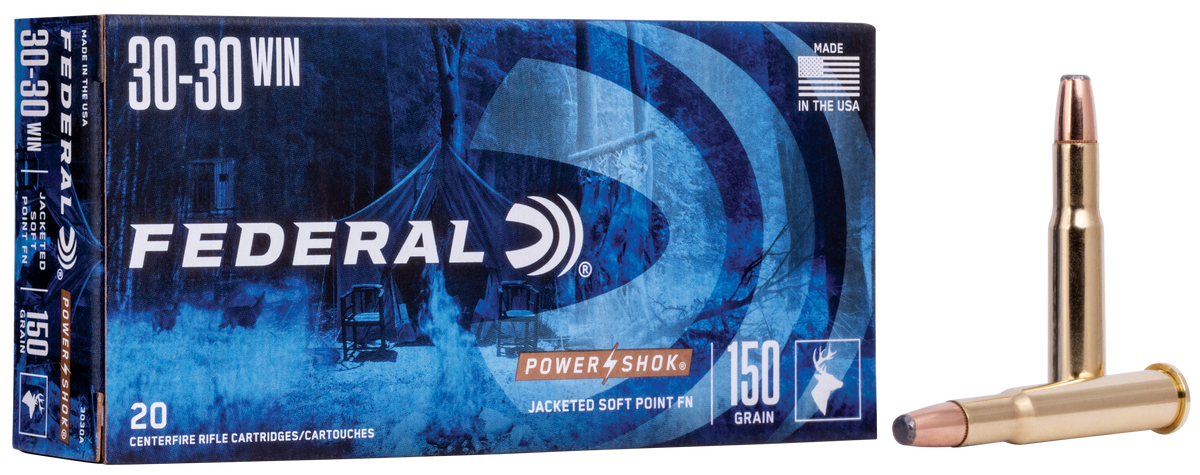 Federal Power-Shok 30-30 Win 150gr Jacketed Soft Point 20rd - Box or Case