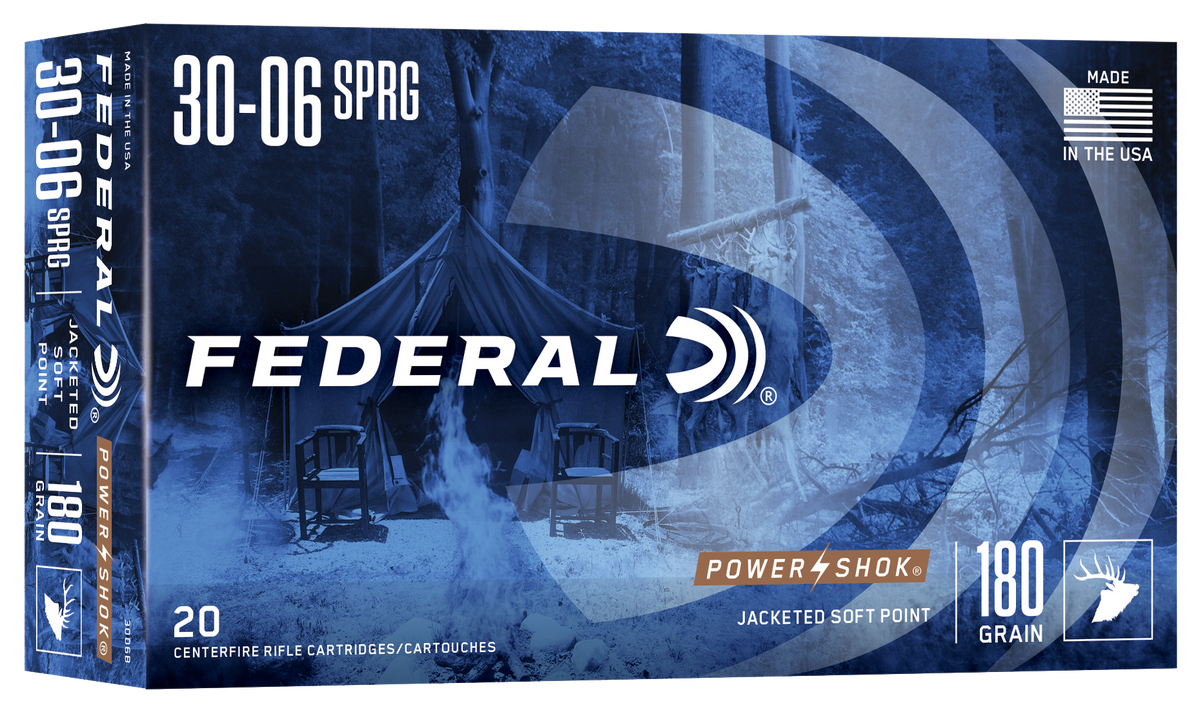 Federal Power-Shok 30-06 Springfield 180gr Jacketed Soft Point 20rd - Box or Case