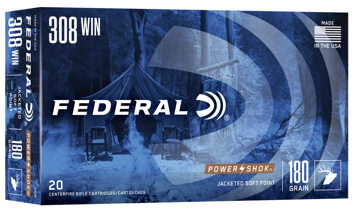 Federal Power-Shok 308 Win 180gr Jacketed Soft Point 20rd - Box or Case