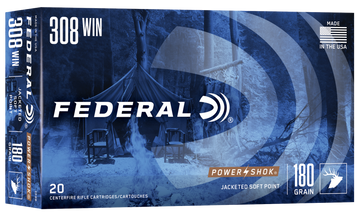 Federal Power-Shok 308 Win 180gr Jacketed Soft Point 20rd - Box or Case