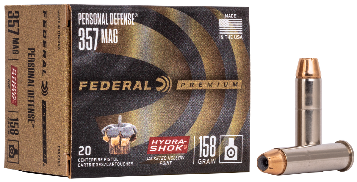 Federal Premium Personal Defense 357 Mag 158gr Hydra-Shok JHP 20rd - Box or Case