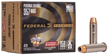 Federal Premium Personal Defense 357 Mag 158gr Hydra-Shok JHP 20rd - Box or Case