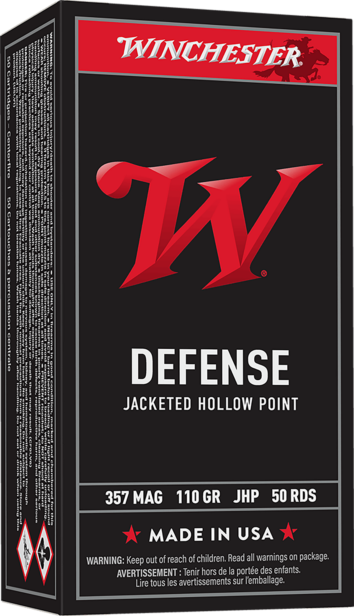 Winchester USA 357 Mag 110gr JHP 50 Rd - Box or Case