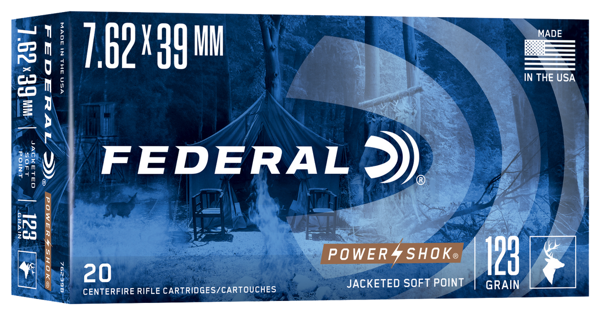 Federal Power-Shok 7.62x39mm 123 gr Jacketed Soft Point - Box or Case