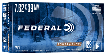 Federal Power-Shok 7.62x39mm 123 gr Jacketed Soft Point - Box or Case