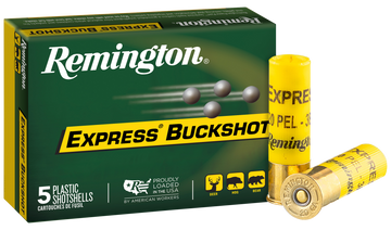 Remington Ammunition Express Buckshot 20 Gauge 2.75" 3 Buck 20 Pellets 5 Rd Box/50 Case - Box or Case