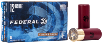 Federal Power-Shok Low Recoil 12 Gauge 2.75" 9 Pellets 00 Buckshot 5 Rd - Box or Case