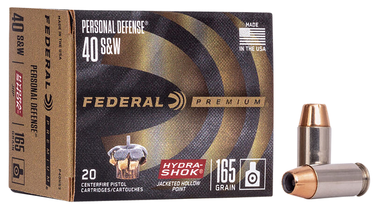 Federal Premium Personal Defense 40 S&W 165gr Hydra-Shok JHP 20rd - Box or Case