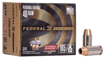 Federal Premium Personal Defense 40 S&W 165gr Hydra-Shok JHP 20rd - Box or Case