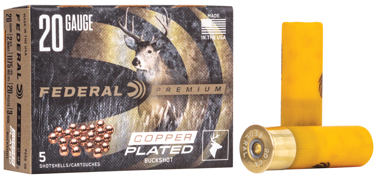 Federal Premium Magnum 20 Gauge 2.75" 1-1/8 oz 20 Pellets #3 Buck 5 Rd - Box or Case