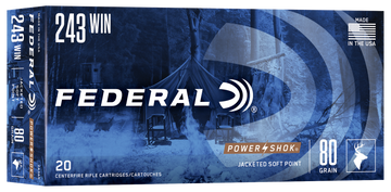Federal Power-Shok 243 Win 80gr Jacketed Soft Point 20rd - Box or Case