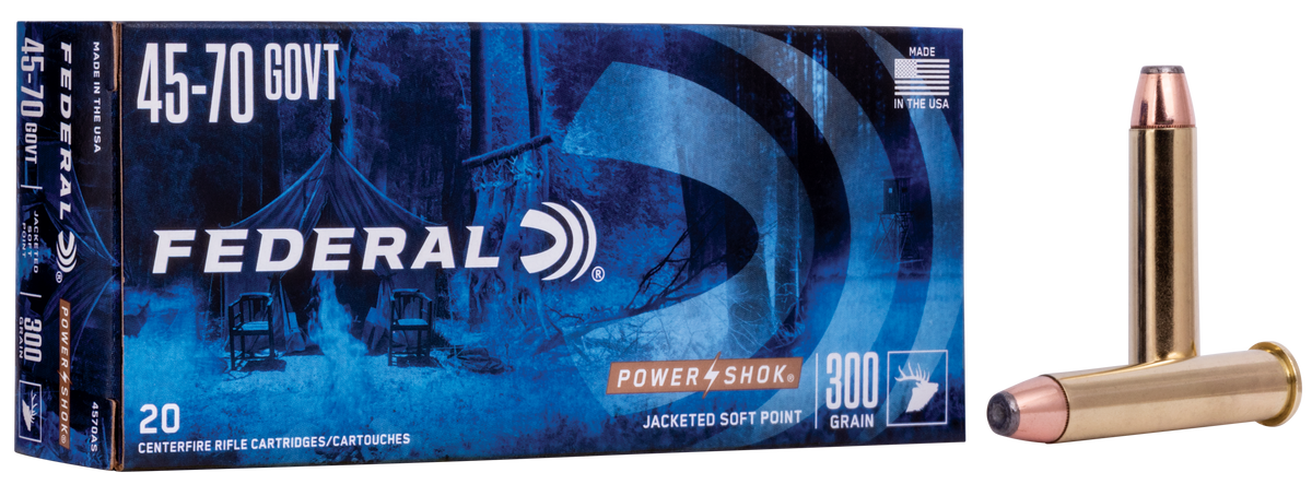 Federal Power-Shok 45-70 Government 300gr Jacketed Soft Point 20rd - Box or Case