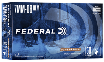 Federal Power-Shok 7mm-08 Rem 150gr Jacketed Soft Point 20rd - Box or Case