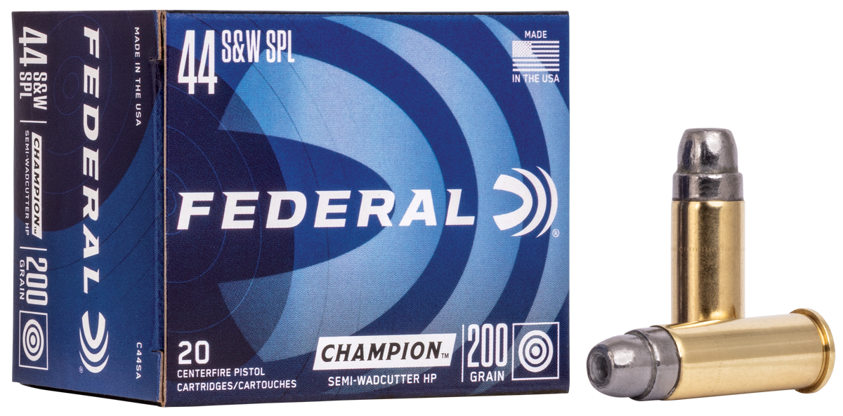 Federal Champion Training 44 S&W Spl 200gr Semi Wadcutter Hollow Point 20rd - Box or Case