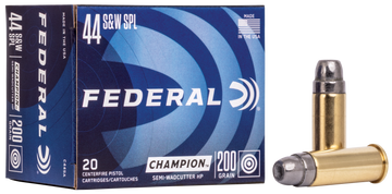 Federal Champion Training 44 S&W Spl 200gr Semi Wadcutter Hollow Point 20rd - Box or Case