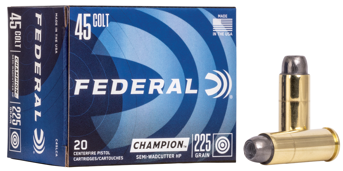 Federal Champion Training 45 Colt 225gr Semi-Wadcutter Hollow Point 20rd - Box or Case