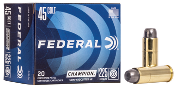 Federal Champion Training 45 Colt 225gr Semi-Wadcutter Hollow Point 20rd - Box or Case